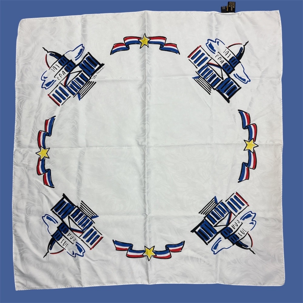 1997 Washington DC Capitol Scarf 29" Patriotic Stars Stripes USA Vintage
